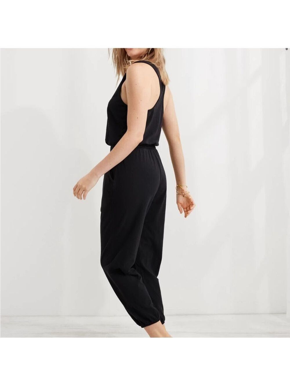 Aerie Racerback Cozy Black Lightweight Jumpsuit Size S